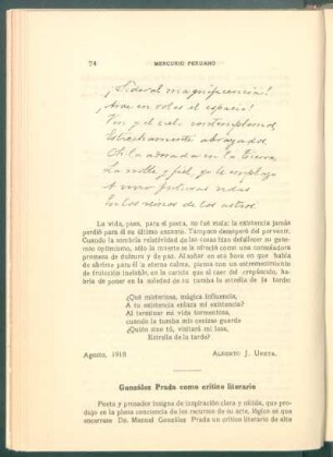 González Prada como crítico literario