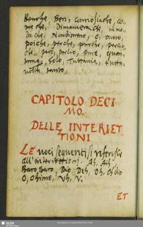 Capitolo decimo. Delle interiettioni