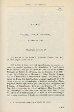 LXXXIII Francia - Gran Bretagna 3 settembre 1783