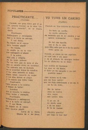 Yo tuve un cariño : (Tango)