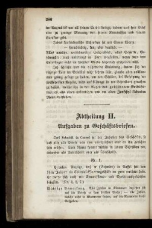 Abtheilung II. Aufgaben zu Geschäftsbriefen