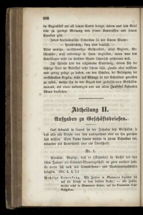Abtheilung II. Aufgaben zu Geschäftsbriefen