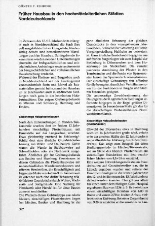 Früher Hausbau in den hochmittelalterlichen Städten Norddeutschlands