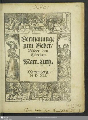 Vermanunge zum Gebet, Wider den Türcken