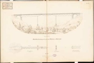 Hafenbahn mit Rangierbahnhof Schinkelwettbewerb 1889: Viadukt. Ansicht, Grundriss 1:200