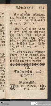 VII. Kinderlieder und Gebettlein.