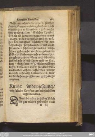 Kurtze underrichtung/ wie soliche Confect am nützlichsten zugebrauchen.