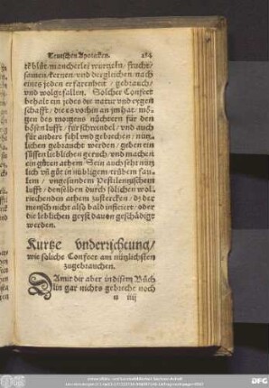 Kurtze underrichtung/ wie soliche Confect am nützlichsten zugebrauchen.