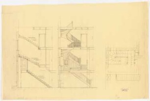 Landhaus Dr. Heinrich Braun, Berlin-Grunewald: Treppenhaus: Grundrisse und Schnitte