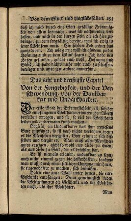 Das acht und dreißigste Capitel. Von der Freigiebigkeit, und der Verschwendung, von der Dankbarkeit und Undankbarkeit.