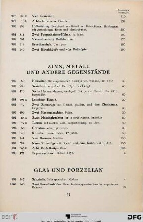 Zinn, Metall und andere Gegenstände (Nr. 985-998)