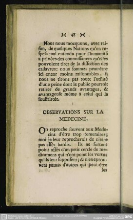 Observations Sur La Medecine