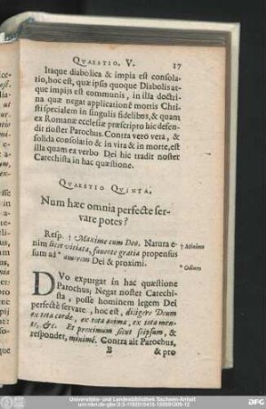 Quaestio Quinta. Num haec omnia perfecte servare potes?