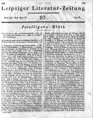 1815-04-22 : 97. Stück [Intelligenz-Blatt]