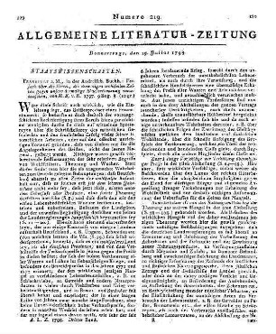 [Sammelrezension zweier Schriften für Lehrlinge der Kameralistik] Rezensiert werde: 1. Canzler, F. G.: Über den Zweck und die Einrichtung eines kameralistischen Practicums. Göttingen: Schulze 1797 2. Canzler, F. G.: Versuch einer Sammlung von Actenstücken, Aufgaben, Fragen, Abhandlungen u.s.w. als Grundlage bey einem kameralistischen Practicum. Slg. 1. Göttingen: Schulze 1797