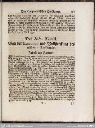Das XIV. Capitel, Von der Execution und Vollstreckung des gethanen Ausspruchs