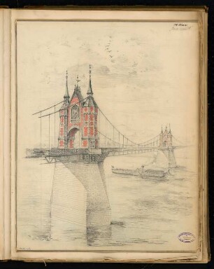 Brückenpfeiler einer Hängebrücke Monatskonkurrenz März 1893: Variante 1: Perspektivische Ansicht