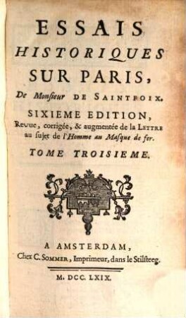 Essais Historiques Sur Paris, 3