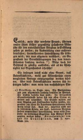 Die Ausmittlung einer außerordentlichen, fortwährenden Unterstützung für den Bergbau ist Vortheil für das Vaterland