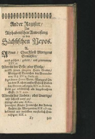Ander Register/ Zur Alphabetischen Anweisung