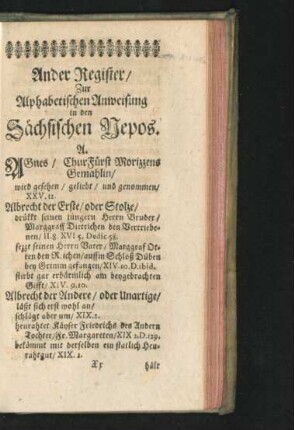 Ander Register/ Zur Alphabetischen Anweisung