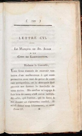 Lettre CVI. - Lettre CX.