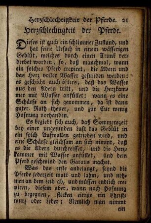 Herzschlechtigkeit der Pferde – Lungensucht der Pferde