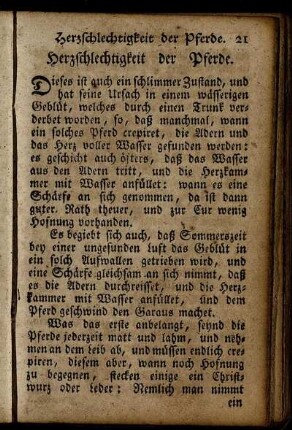 Herzschlechtigkeit der Pferde – Lungensucht der Pferde