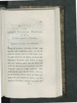 Brief eines jungen deutschen Mahlers in Rom an seinen Freund in Nürnberg