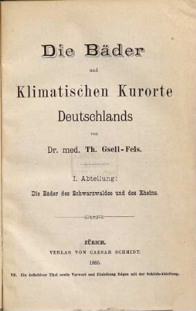 Die Bäder und Klimatischen Kurorte Deutschlands, I
