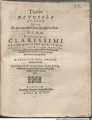 Theses de tutela et cura