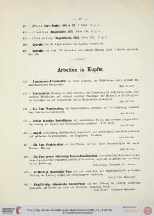 Arbeiten in Kupfer, Zinn, Eisen (Nr. 422-505)