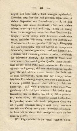 IV. Eigenthümliche und unterscheidende Charaktere