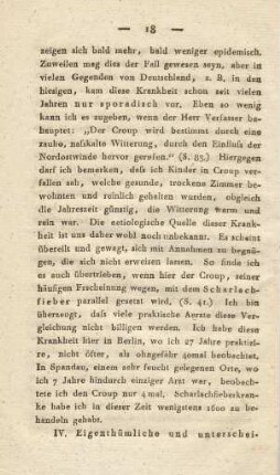 IV. Eigenthümliche und unterscheidende Charaktere
