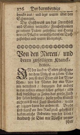 Von den Nieren/ und deren zufälligen Kranckheiten.