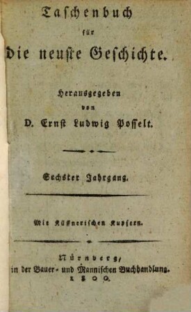 Taschenbuch für die neuste Geschichte. 6. 1800