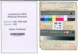 Entnazifizierung Ferdinand Krebs , geb. 19.08.1899 (Postinspektor)