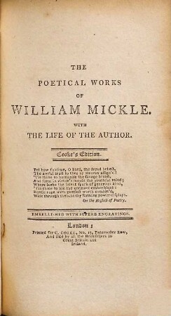 The poetical works of William Mickle