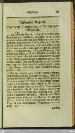 Siebentes Kapitel. Allgemeine Vorsichtsregeln für den Partheygänger