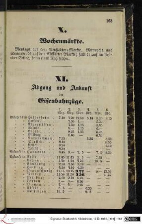 XI. Abgang und Ankunft der Eisenbahnzüge.