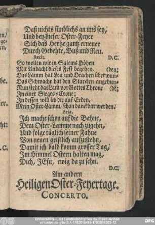 Am andern Heiligen Oster-Feyertage.