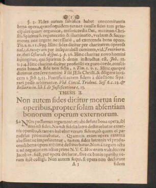 Thesis II. Non autem fides dicitur mortua fine operibus, propter solam absentiam bonorum operum externorum.