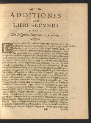 Additiones Ad Libri Secundi Caput I. De Nomine Imperatoris, Caesaris, Augusti.