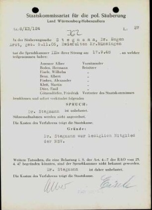 Stegmann, Eugen, Dr.