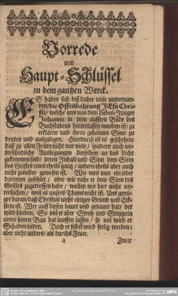 Vorrede und Haupt-Schlüssel zu dem gantzen Werck