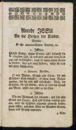 Anrede Jesu an die Herßen der Kinder.