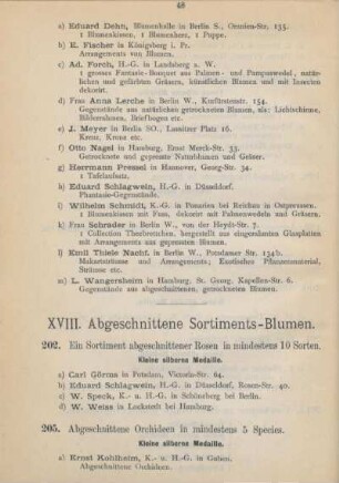 XVIII. Abgeschnittene Sortiments-Blumen