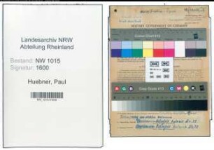 Entnazifizierung Paul Huebner , geb. 01.08.1901 (Maurer)