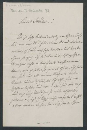 Brief an Mary Wurm : 21.01.1903