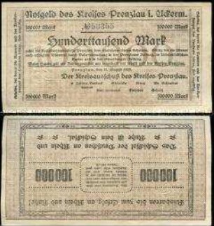 Prenzlau, Kreis 100.000 Mark